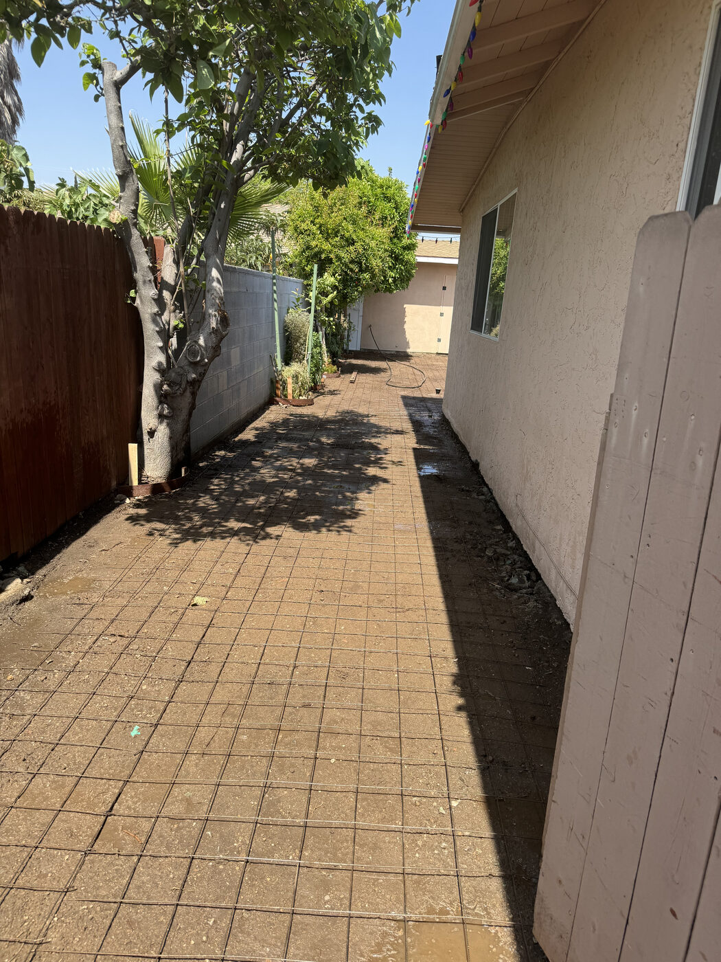 Concrete sidewalk initial stages