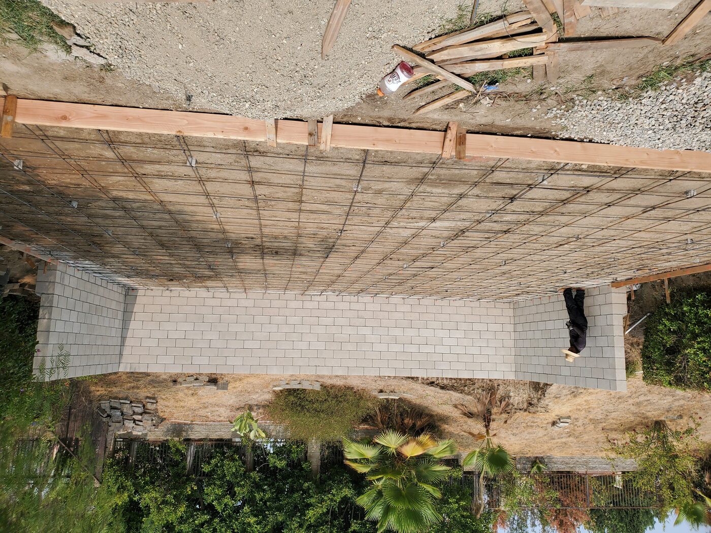 Masonry and concrete slab
