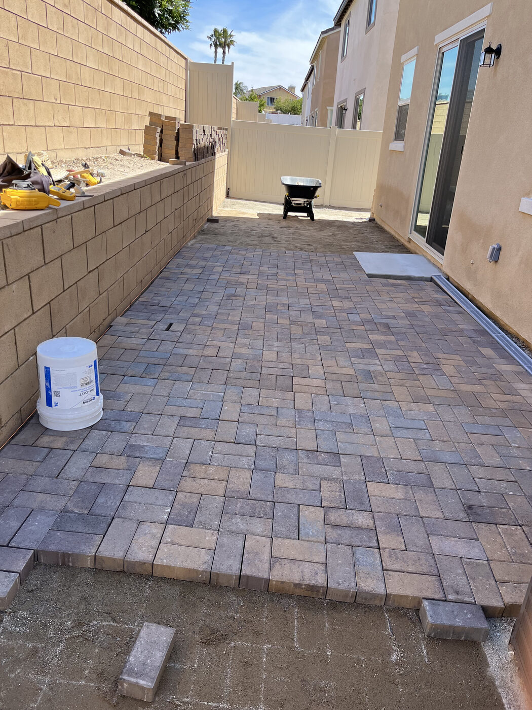 Paver installation in progress